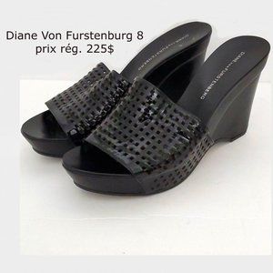 Luxury Diane Von Furstenburg black wedge sandals